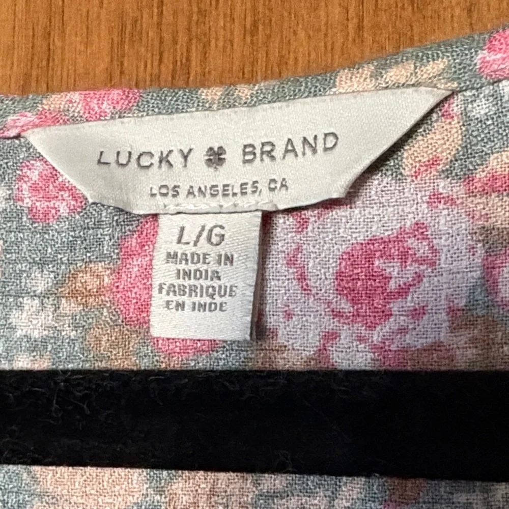 Lucky Brand Soft Floral Women's Top - Pink and Green - Picture 2 of 6